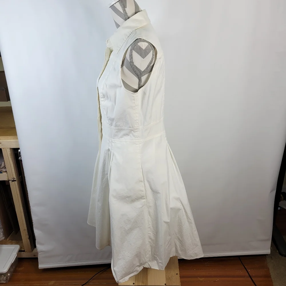 Ann Taylor Loft White Sleeveless Shirt Dress Cotton Size 12 - Picture 9 of 15